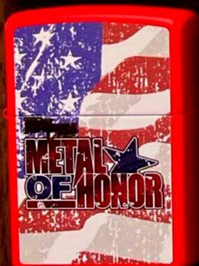 Patriotic Metal of HonorRed Matte Zippo Lighter